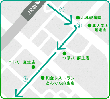 JR新琴似駅からの地図イラスト